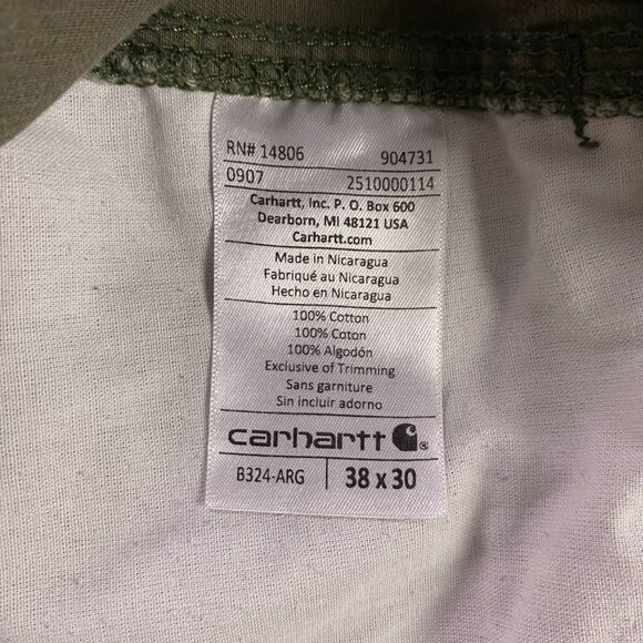 Carhartt B324 ARG Pants Men's 38 x 30 Fits 37.5 x 29 Green Canvas Carpenter - Picture 11 of 16